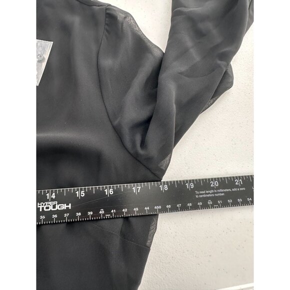 Liz Claiborne Black Long Sleeve Sheer Bow Tie Career Dress 6 Old Money Retro a - Picture 3 of 12